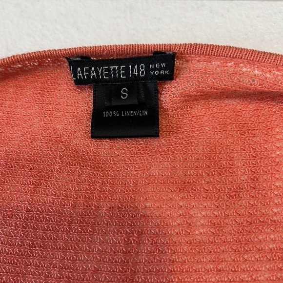 Lafayette 148 Orange Linen Wrap V Neck Top Size S - Picture 4 of 11